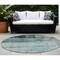 Homeroots 8' Round Teal Round Ombre Washable Non Skid Indoor Outdoor Area Rug 563687 - alternate 1