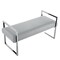 Homeroots 21" Gray and Silver Upholstered Faux Leather Bench 530652 - alternate 9
