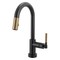 Brizo Litze Smarttouch Pull-Down Prep Faucet with Arc Spout, Knurled Handle Matte Black/Luxe Gold 64943LF-BLGL - alternate 2
