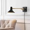Jonathan Y Hygge 16" Swing Arm 1-Light Modern Midcentury Iron USB Charging Port LED Sconce, Black/Brass Gold JYL1302B - alternate 11