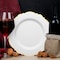 Smarty Had A Party 10.25" White with Gold Rim Round Blossom Disposable Plastic Dinner Plates (120 Plates), 120PK 4840WHG-CASE - alternate 10