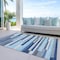 Homeroots 9' X 12' Blue Gray And Ivory Striped Washable Indoor Outdoor Area Rug 613264 - alternate 8