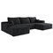 Homeroots 107" Black Corduroy Modular Compression Foam Sofa With Ottoman And Toss Pillows 712952 - alternate 1