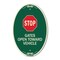 Signmission Stop Gates Open Toward Vehicle Green & Tan, 12 In X 18 In Architectural Oval, Heavy Gauge Aluminum A-OV-G-1218-9884 - alternate 1