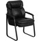 Flash Furniture Contemporary Executive Side Reception Chair, Black Back, 24 in W 26" L 36" H, Curved Padded GO-1156-BK-LEA-GG - alternate 1