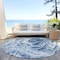 Homeroots 8' Navy Blue And Ivory Round Abstract Washable Indoor Outdoor Area Rug 614295 - alternate 7