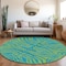 Homeroots 8' Teal Blue And Green Round Animal Print Washable Indoor Outdoor Area Rug 600710 - alternate 8