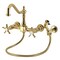 Kingston Brass Two-Handle Wall Mount Bridge Kitchen Faucet with Brass Sprayer, Polished Brass KS1242NXBS - alternate 1