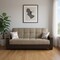 Homeroots 87" Brown Sand Chenille And Faux Leather Convertible Futon Sleeper Sofa w/ Toss Pillows And Storage 607173 - alternate 10