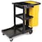 Rubbermaid Janitorial Cleaning Cart Black w/ Yellow Vinyl Zipper Bag FG617388BLA - alternate 1