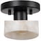 Jonathan Y Jules 5.13" 1-Light Modern Contemporary Alabaster/Iron Cylinder LED Semi Flush Mount, White Marbling/ JYL1206B - alternate 10