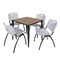 Regency Square Kahlo Breakroom Table W/ 4 M Stack Chairs, 30 in W, 30 in L, Noble Oak TPL3030NOBK47GY - alternate 1