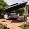 Homeroots 11ft Navy Blue Polyester Round Tilt Cantilever Patio Umbrella With Stand 485670 - alternate 4