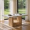 Homeroots 70" White and Natural Faux Marble and Wood Pedestal Base Dining Table 564891 - alternate 1