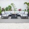 Leisuremod Hamilton 7-Piece Aluminum Patio Conversation Set with Fire Pit Table And Cushions, Light Grey HSFBL-7LGR - alternate 10