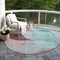Homeroots 8' Teal Blue Brown And Beige Round Geometric Washable Indoor Outdoor Area Rug 604955 - alternate 7
