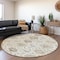 Homeroots 8' Ivory Brown And Gray Round Damask Washable Indoor Outdoor Area Rug 599426 - alternate 7
