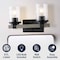 Jonathan Y Bungalow 15" 2-Light Iron/Seeded Glass Rustic Farmhouse LED Vanity Light, Black/Gray Oak Wood Finish JYL7508B - alternate 12