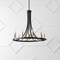 Jonathan Y Dante 30" 11-Light Transitional Modern Iron Adjustable Wagon Wheel LED Chandelier w/Downlight, Black/ JYL2506A - alternate 10