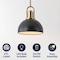 Jonathan Y Zane 9.5 in. 1-Light Modern Farmhouse Industrial Metal Dome LED Pendant, Black/Brass Gold JYL9573A - alternate 11