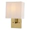 Vaxcel Glenview 1L Satin Brass Gold Wall Sconce, White Fabric Shade, ADA Vanity W0551 - alternate 1