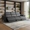 Homeroots 103" Dark Gray Top Grain Leather Reclining Metal USB Sofa 720332 - alternate 10