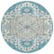 Homeroots 8' Teal Blue Green And Ivory Round Oriental Washable Indoor Outdoor Area Rug 596646 - alternate 8