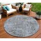 Homeroots 8' Blue And Taupe Round Abstract Washable Indoor Outdoor Area Rug 630527 - alternate 1