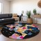 Homeroots 8' Black Blue And Pink Round Abstract Washable Indoor Outdoor Area Rug 599540 - alternate 8