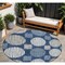 Homeroots 8' Navy Blue And Ivory Round Geometric Washable Indoor Outdoor Area Rug 593608 - alternate 1