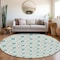 Homeroots 8' Teal Blue And Ivory Round Geometric Washable Indoor Outdoor Area Rug 595777 - alternate 7