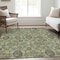 Homeroots 9' X 12' Artichoke Green And Gray Damask Washable Indoor Outdoor Area Rug 588134 - alternate 9