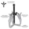 Performance Tool 7 in. 2/3-Jaw Gear Puller, Chrome Vanadium Steel, Heavy Duty W87126 - alternate 5