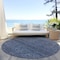 Homeroots 8' Navy Blue And Ivory Round Geometric Washable Indoor Outdoor Area Rug 605592 - alternate 8