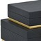 Homeroots Set of Two Black And Gold Square Nesting Decorative Storage Boxes With Lids, 2PK 712922 - alternate 10