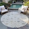 Homeroots 8' Ivory Beige And Gray Round Oriental Washable Indoor Outdoor Area Rug 598054 - alternate 8