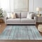 Homeroots 10' X 14' Teal Blue Gray And Charcoal Striped Washable Indoor Outdoor Area Rug 588075 - alternate 9