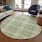 Homeroots 8' Artichoke Green Brown And Ivory Round Plaid Washable Indoor Outdoor Area Rug 597071 - alternate 7