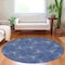 Homeroots 8' Navy Blue And Ivory Round Geometric Washable Indoor Outdoor Area Rug 614091 - alternate 9
