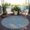 Homeroots 8' Teal Blue And Pink Round Abstract Washable Indoor Outdoor Area Rug 599840 - alternate 6