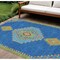 Homeroots 10' X 14' Denim Blue Red And Green Oriental Washable Indoor Outdoor Area Rug 598405 - alternate 1