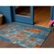 Homeroots 3' X 5' Navy Blue Orange And Ivory Abstract Washable Indoor Outdoor Area Rug 596878 - alternate 1