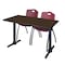 Regency Cain T-Base Training Seminar Table W/ 2 M Stack Chairs, 48 in W, 24 in L, Neo Walnut MTRCT4824NW47BY - alternate 1