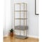 Homeroots 68" Gray Stainless Steel Four Tier Etagere Bookcase with a drawer 544738 - alternate 1