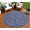 Homeroots 8' Navy Blue Denim Blue And Ivory Round Floral Washable Indoor Outdoor Area Rug 581908 - alternate 1