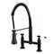 Kingston Brass Double-Handle Deck-Mount Pre-Rinse Bridge Kitchen Faucet, Matte Black GS1270BPL - alternate 1
