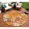 Homeroots 8' Orange Peach And Salmon Round Floral Washable Indoor Outdoor Area Rug 611206 - alternate 1