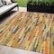 Homeroots 5' X 8' Orange And Beige Striped Washable Indoor Outdoor Area Rug 609043 - alternate 1