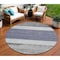 Homeroots 8' Denim Blue Ivory And Gray Round Abstract Washable Indoor Outdoor Area Rug 615262 - alternate 1