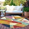 Homeroots 8' Ivory Orange And Burgundy Round Geometric Washable Indoor Outdoor Area Rug 616696 - alternate 7